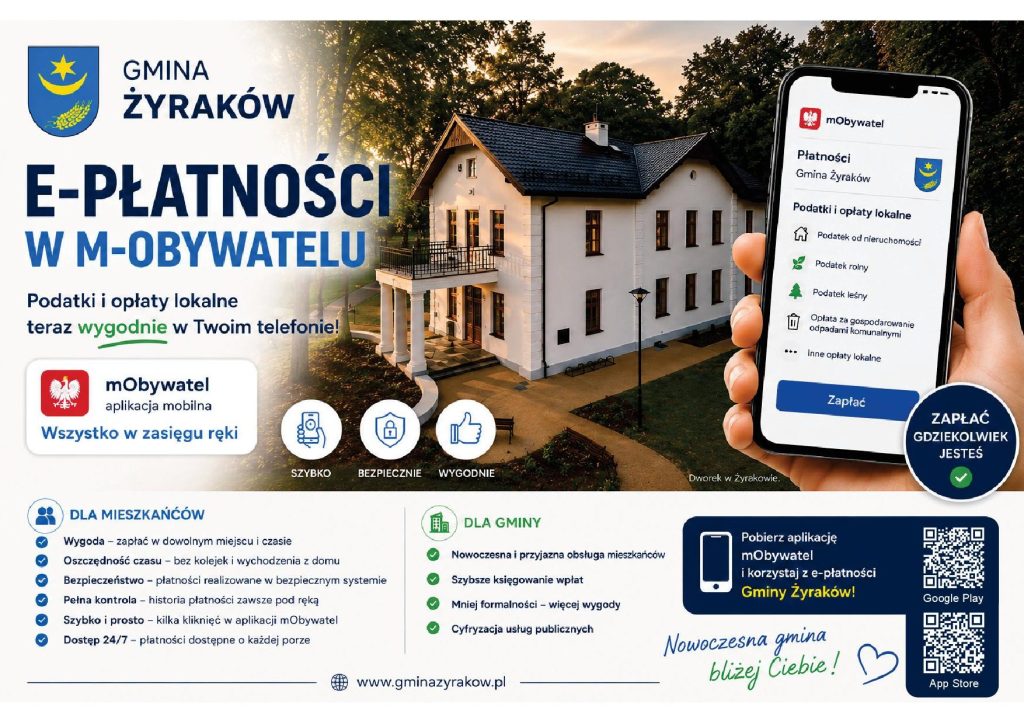 Mieszkańcy Gminy Żyraków zapłacą lokalne należności w aplikacji mObywatel